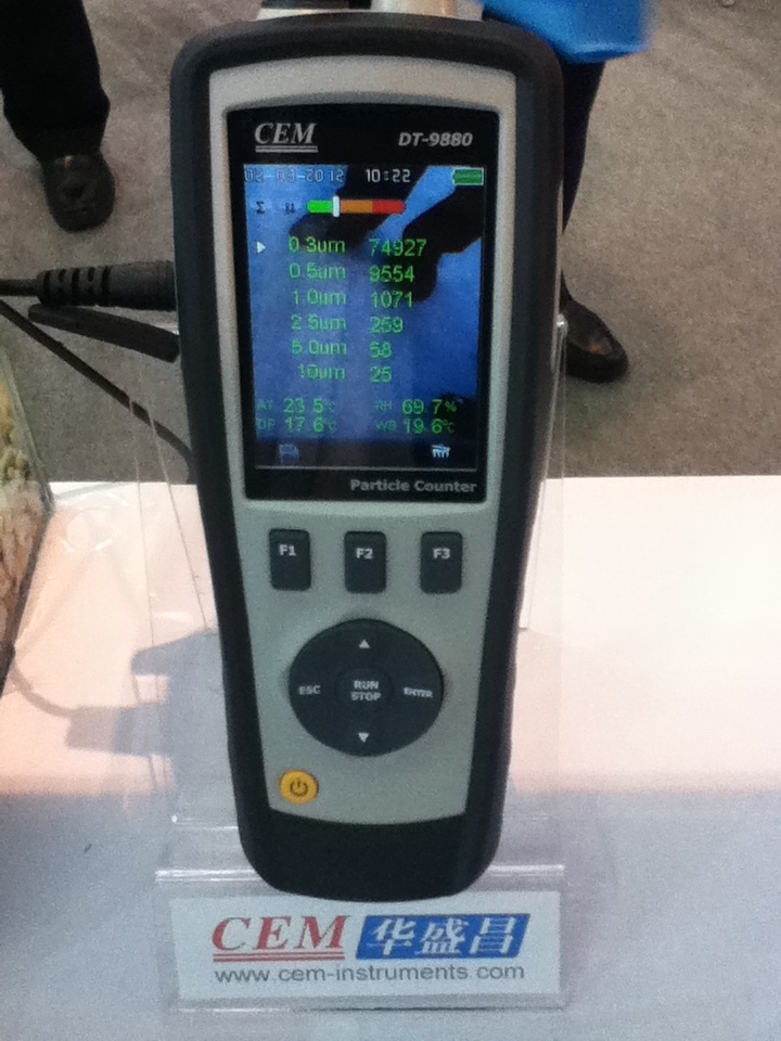 圖1:DT-9880測(cè)得展館現(xiàn)場(chǎng)的PM2.5值為259