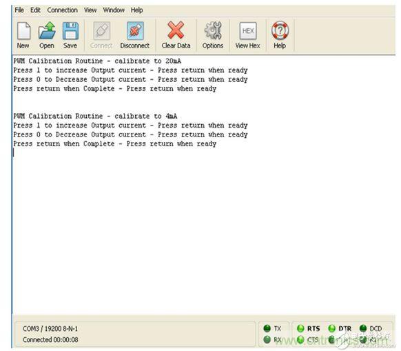校準(zhǔn)PWM時(shí)的&ldquo;超級終端&rdquo;輸出