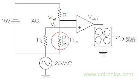 圖2：測(cè)溫電橋電路。