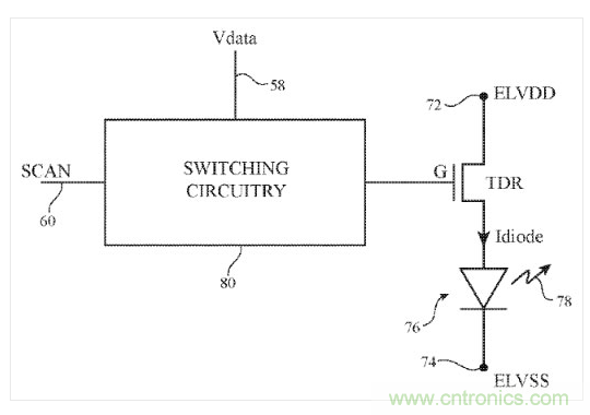 這是來自上述專利針對OLED顯示器畫素的說明示意圖。