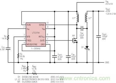 具有負反饋引腳和用于負輸出電源的高性能、單端控制器IC